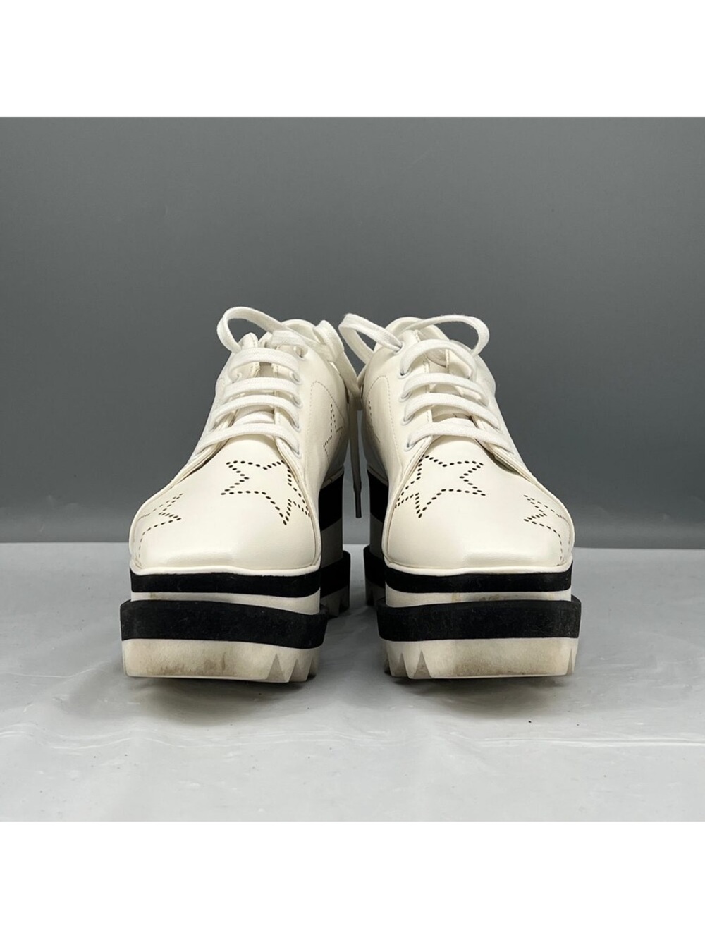 Stella McCartney White Star-Perforated Platform Lace-Up Shoes